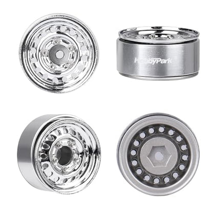 HobbyPark 1.0 Beadlock Wheels Negative Offset Stamped Steel Beadlock 1.0" Wheels 1.0 Beadlocks with Wheel Nut Wrench for 1/18 1/24 RC Crawler TRX4M 1/24 SCX24 FCX24 Upgrades Parts