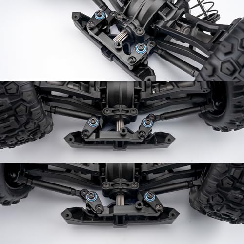 Black Front Steering Assembly for Tra-xxas 1/16 Mini Maxx Slash XRT | 4WD RTR Brushless Monster Truck RC Car Upgrades Parts Aluminum Bellcrank - color: Black
