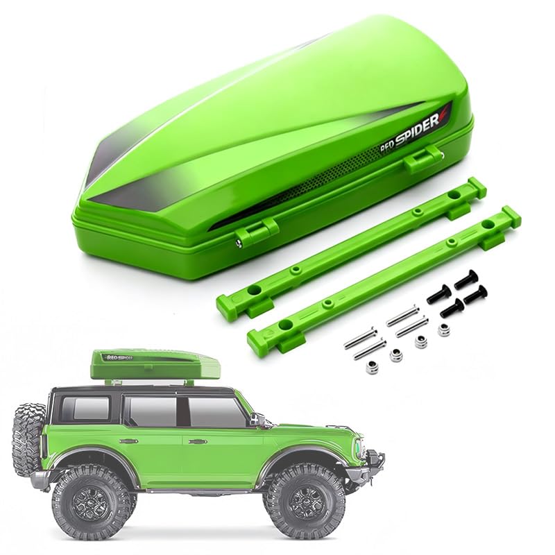 RC Plastic Roof Trunk Luggage Rack Box, Car Shell Body Upgrade for 1/10 or 1/12 Proportion Traxxas TRX4 TRX6 Axial SCX10 90046 G63 VP VS4 RC Crawler (Green) - color: Green