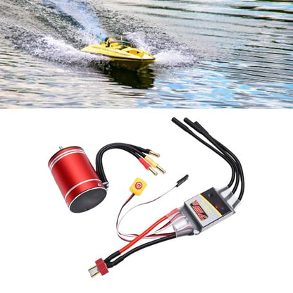 Drfeify Brushless Motor and ESC, 2800KV Sensorless Motor 3.17mm Shaft with 75A Speed Controller Set for 1/10 Scale RC Cars Boats