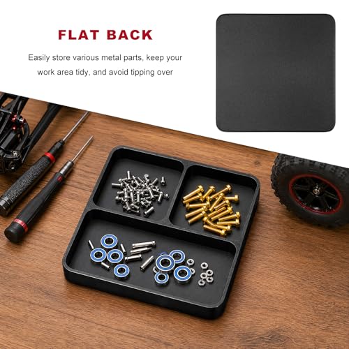 Magnetic Parts Tray, Aluminum Alloy Auto Repair Screws and Parts Organizer, Magnet Hardware Holder Tray for Car RC Repair Phone Electronics Maintenance, Car Accessories (Black) - color: Black
