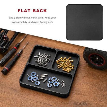 Magnetic Parts Tray, Aluminum Alloy Auto Repair Screws and Parts Organizer, Magnet Hardware Holder Tray for Car RC Repair Phone Electronics Maintenance, Car Accessories (Black) - color: Black
