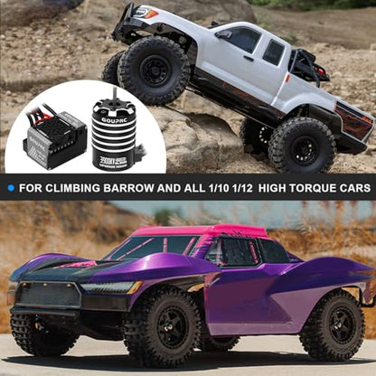 GOUPRC Upgrade Gen-2 60A Brushless ESC Electric Speed Controller Combo with BL3655 3900KV Brushless Motor Shaft 3.175mm Diameter Kit for 1/10 1/12 RC Off-Road Monster Truck Buggy Car - color: Grey 60a Esc & 3900kv