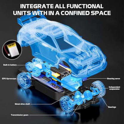 1/43 Scale RC Drift Car, Mini 911 RC Model Car 2.4GHz 4WD RC Alloy D43 Vehicles with Gyro & LED Lights for Adults Hobby Toys (Purple) - color: 911-purple