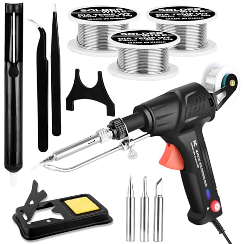 Soldering Gun Kit, Upgrade 120W Adjustable Temp Soldering Iron Set | Multi-Function Soldering Iron Kit for Electronics Welding Repair, Automatic Welding Gun for Home (11-Piece Set) (Black)