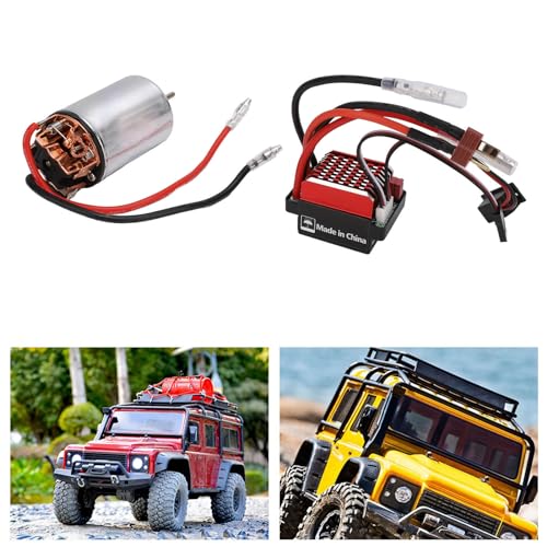 Pilipane 550 Brushed Motor RC Car ESC 60A High Torsion Low Noise Bidirectional Bearing with T Plug for SCX10 1/10 RC Crawler Stainless Steel Aluminum Alloy Plastic 35x62.5mm (28T) - size: 28T