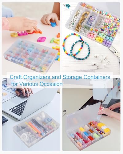 6 Pack 36 Grids Bead Organizer Tackle Box Organizers Plastic Organizer Box with Dividers Craft Storage Containers for Beads, Jewelry Clear Boxes Organizers