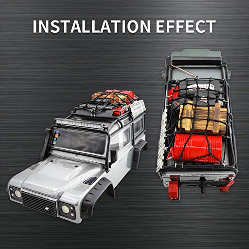 GLOBACT 10 Pcs RC Crawler Accessories Roof Decoration for 1/10 RC Crawler | Luggage Net, Oil Drum, Wood Box, Fuel Tank, Recovery Board, Toolbox, Shovel