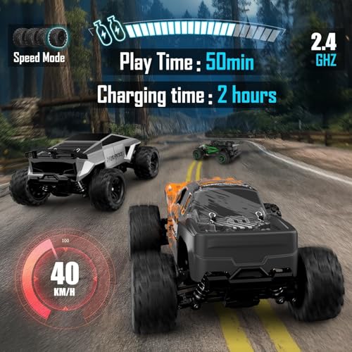 2-in-1 RC Cyber Monster Truck & Drift Car for Adults 1/18 Scale 4WD 40KM/H All-Terrain Fast RC Car with 2.4Ghz Radio, 2 Batteries & 2 PVC Shells RTR