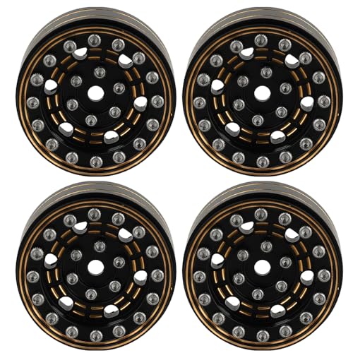 1.0 Brass Beadlock Wheel Rims 4PCS Wheels for All 1/24 Scale FCX24 Axial SCX24 Deadbolt C10 Gladiator 1/18 TRX4M RC Crawler Car Upgrades Parts (Pattern D)