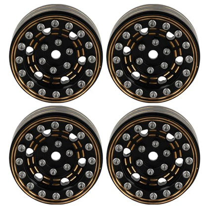 1.0 Brass Beadlock Wheel Rims 4PCS Wheels for All 1/24 Scale FCX24 Axial SCX24 Deadbolt C10 Gladiator 1/18 TRX4M RC Crawler Car Upgrades Parts (Pattern D)
