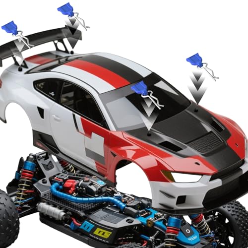 RC Body Clips with Pull Tabs, 1.2mm Stainless Steel R Clips Body Pins for 1/10 1/12 RC Cars, Trucks, Crawlers, Buggy & Touring Cars, Compatible with Traxxas Axial Arrma Redcat HPI HSP Himoto, 20-Pack - color: Blue