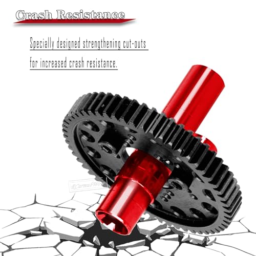 58T Slipper Clutch Upgrades Part for 1/10 Granite Senton 3S & Mega550, Vorteks Big Rock 3S, Kraton Outcast 4S, 1/8 Typhon 3S, Steel RC 58T 0.8Mod Spur Gear w/Slipper Shaft,Red
