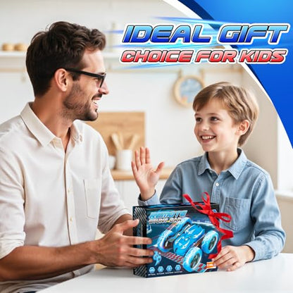 Excitobo Remote Control Car,RC Cars for 4 5 6 7 8 9 10 11 12 Year Old Boy Double Sided 360°Flip 4WD Rechargeable Drift RC Race Car Boys Toys Birthday Gifts Easter Basket Stuffers for Kids Age 4-12 - color: Blue
