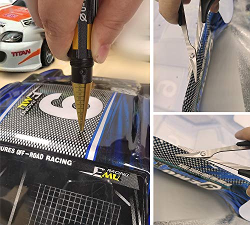Steel RC Body Reamer and Curved & Straight Scissors for RC Car Bodyshell | 0-14mm RC Body Reamer Hole Puncher with Sleeve and 2PCS Scissors for RC Car Body Shell Mounting Lexan Plastic Trimming Tools