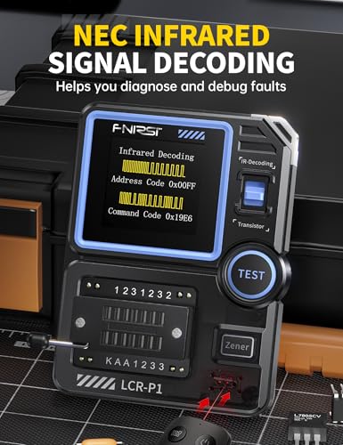 FNIRSI LCR-P1 Transistor Tester, LCR Meter, Capacitor Tester, Auto Test | MOSFET/PNP/NPN, Diode/Zener, R/L/C & ESR Meter, SMD Adapter, NEC IR Remote Decode, Battery Test, USB-C Rechargeable