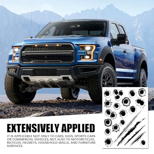 3D Bullet Hole Car Stickers, Bullet Hole Stickers, Simulation Stereoscopic Fake Gun Bullet Holes Sticker, Automotive Tattoo Hood or Door Decoration Sticker for Bumper Door Window (Style A)