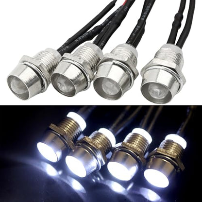 4 LEDs RC LED Light Headlights Taillight Kit Accessories Compatible with Traxxas HSP Tamiya Redcat RC4WD Axial SCX10 RC Cars Truck Tank Crawler(4 White) - color: White