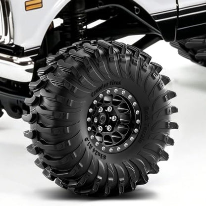 1.0" Beadlock Wheels and Tires for 1/24 Axial SCX24 1/18 TRX4M AX24 FCX24 RC Crawler Replacement Accessories (Black 357) - color: Black 357