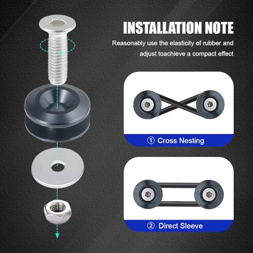 Universal Bumper Quick Release Kit, Front Rear Quick Release Bumper Clips, Bumper Fasteners Holders with Stainless Steel Screws Kit for Cars (2 Titanium Release Tabs and 12 Customized O-Rings)