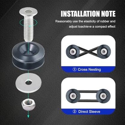 Universal Bumper Quick Release Kit, Front Rear Quick Release Bumper Clips, Bumper Fasteners Holders with Stainless Steel Screws Kit for Cars (2 Titanium Release Tabs and 12 Customized O-Rings)