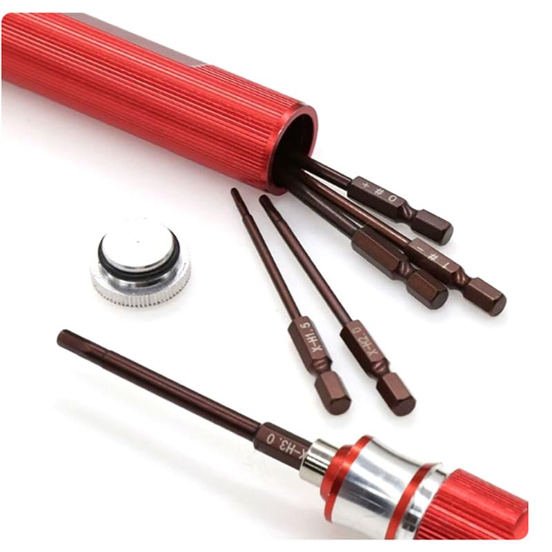 RC Car Repair Tool Set: Hex Screwdrivers 1.5, 2.0, 2.5, 3.0; Phillips Small Socket; Tie Rod Adjustment Tool Suitable for RC Cars and Drone Repair Screwdriver Set Red - color: 1 Red Ribbon Solid