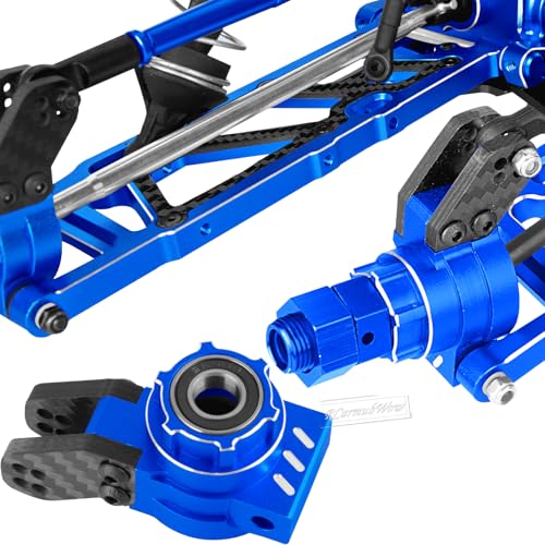 RC Upgrades Part for 1/8 Kraton/Outcast/Notorious 6S BLX,Alloy Front Rear Suspension Arms,Front Knuckles Steering Blocks &Rear Hub Stub Axle Carriers,Wing Mount &Wheelie Bar Set,Navy Blue - color: Navy Blue(1set)