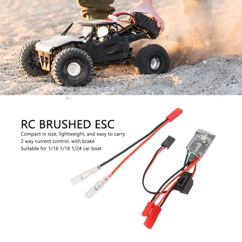 Alomejor RC Brushed Motor ESC, 2 Way ESC for 030, 050, 180, 370 Brushed Motor with Brake for 1/16 1/18 1/24 Car