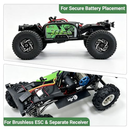 2PCS 7.4V Lipo Battery 2S 360mAh PH2.0 Plug Rechargeable Lithium Battery with RC Battery Side Plate and ESC Receiver Side Tray for RC Axial SCX30 Upgrade Crawler Car Trucks - color: 2pcs 360mAh, w/ battery & ESC trays