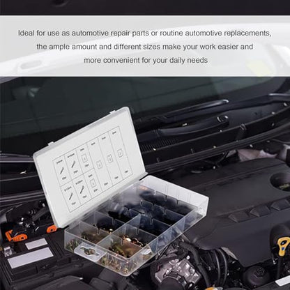 170PCS Car U-Clip and Screw Assortment Kit, 9 Sizes Auto Body Panel Screws U Nuts Replacement, Rustproof Metal Fasteners Automotive Repair Parts for Dash Door Panel Interior