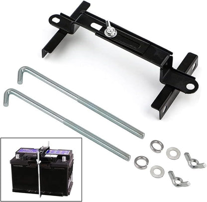 Universal Adjustable Battery Hold Down for Tray, 9 Inches / 23cm Bolts | Adjustable Battery Crossbar with J Bolt, Fit for Cars SUV, Good Contact, Corrosion Resistance