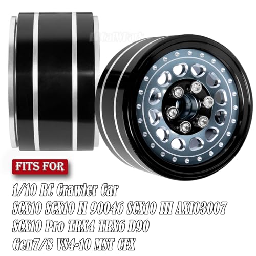 RC 2.2 Beadlock Wheels Adjustable 4 Offsets Rims for 1/10 RC Crawler Car SCX10 SCX10 II 90046 SCX10 III AXI03007 SCX10 Pro TRX4 TRX6 D90 Gen7/8 VS4-10 MST CFX,Titanium - color: Titanium (2.2 Beadlock Wheels Rims)