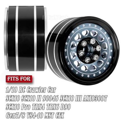 RC 2.2 Beadlock Wheels Adjustable 4 Offsets Rims for 1/10 RC Crawler Car SCX10 SCX10 II 90046 SCX10 III AXI03007 SCX10 Pro TRX4 TRX6 D90 Gen7/8 VS4-10 MST CFX,Titanium - color: Titanium (2.2 Beadlock Wheels Rims)