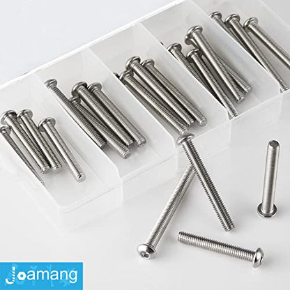 M6 x 40mm 45mm 50mm 55mm 60mm Button Head Socket Cap Screws Bolts, Stainless Steel 304, Metric Allen Hex Drive, Bright Finish, Fully Threaded, Assortment Kit 25PCS - size: Button M6x40-60 mm