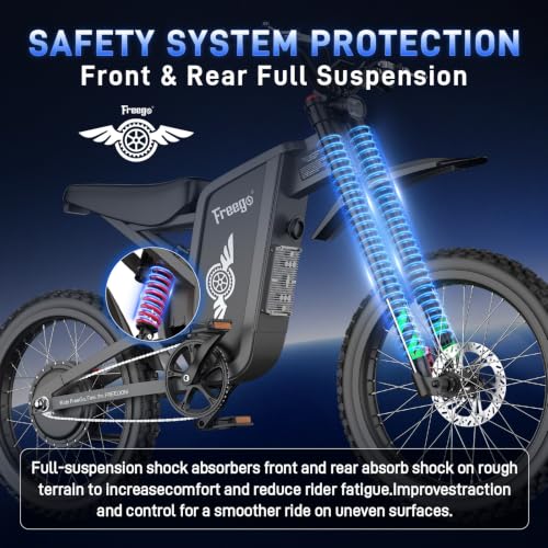Freego X2Pro Electric Motorcycle for Adults Teens,Electric Dirt Bike Teens 6000W(Peak) Motor 1800Wh Battery,Max 50Mph Off Road Electric Bicycle,Full Suspension UL 2849 Certified - color: Dark Grey