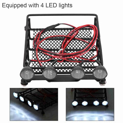 RC Car Roof Rack, LED Lights Durability Iron Axial Scx10 1/10 Rc Crawler Car (4 White)