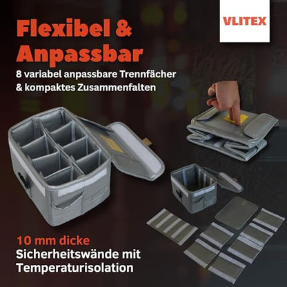 Lithium Battery Storage Box L (Large) | Engineered in Germany | Fireproof E-Fiberglass & Silicone Blend | Certified Lipo Safe Bag Container