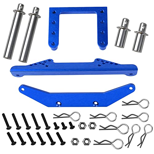 Metal Front & Rear Body Mounts Body Posts Upgrade Parts Compatible with Traxxas Slash 2WD Rustler Stampede VXL 1/10 RC 2WD Car (Blue) - color: Blue