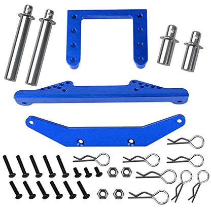 Metal Front & Rear Body Mounts Body Posts Upgrade Parts Compatible with Traxxas Slash 2WD Rustler Stampede VXL 1/10 RC 2WD Car (Blue) - color: Blue