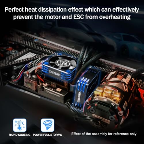 Surpass Hobby 30mm Motor Cooling Fan,28000RPM ESC Cooling Fan,Rc Heatsink for 1/8 1/10 1/12 RC Car 540 550 Brushless Motor (Black Blue) - color: blue