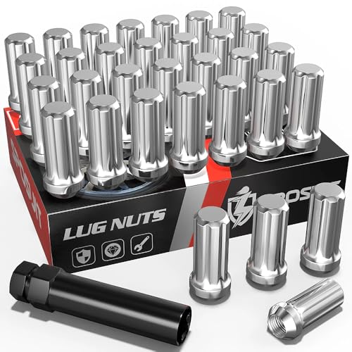 Sposuit M14x1.5 Spline Lug Nuts - Replacement for 2001-2006 GMC Sierra 1500 HD, 1999-2024 Sierra 2500 HD, 2011-2024 Sierra 3500 HD - Closed End Chrome Lug Nut with Socket(32 Pcs) - color: Chrome, size: M14x1.5, style: 32 Pack SplineDrive