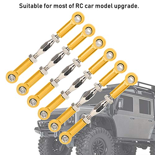 Aluminum Alloy Adjustable Push Rods Turnbuckle Rod Linkage Accessories for RC Car Upgrade Durable Lightweight 6Pcs Multi Color Options (Gold)