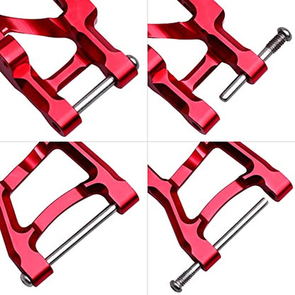 4PCS Aluminum Front & Rear Suspension A-Arms Set and Tie Bar for 1/10 Traxxas Slash 2WD Upgrades Parts, Replacement of 2555 3631 2532 (Red) - color: Red