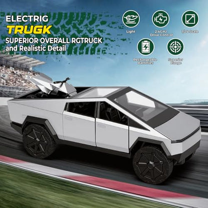 Alloy Remote Control Car 1:24 Scale 2.4GHz All Terrain with Lights & Sounds Toy for Kids (Rc Truck) (graw) - color: Gray