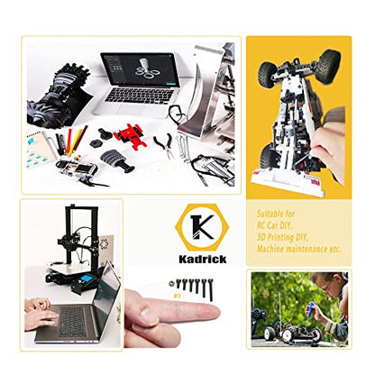 Kadrick M3 Screw Assortment Kit 400PCS, Hex Socket Cap Screws with Nuts & Allen Wrench, 12.9 Grade Alloy Steel, Black Zinc Plated, Ideal for 3D Printing, DIY, RC & Electronics - size: M3 400Pcs