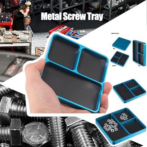 Metal RC Screws Tray with Magnetic Pad, Magnet Screws Holder Alloy Plate RC Fixing Tools Tray for RC Car Boat, Pins and Other Small Metal Parts (Light Blue) - color: Light Blue