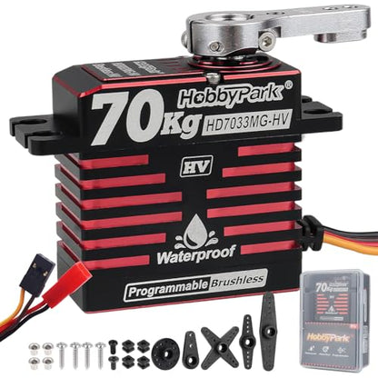 HobbyPark Direct Powered Waterproof High Torque RC Servo 966oz-in 70kg Standard Servo Brushless Motor All Metal Gears Fast High Speed Steering Servos HV 8.4-16.8V 180° for RC Car Crawler Truck