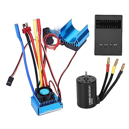 3650 4300KV Brushless Motor 80A ESC Combo with Aluminum Heat Sink and Programming Card for 1 10 RC Cars High Speed Performance Upgrade Kit - size: 80A