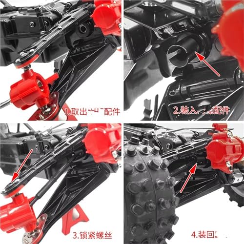 RC Car Transmission Shaft For Tamiya 1/10 For HotShot 58391 4WD Buggy Truck RC Car Parts Center Drive Shaft Joint Drive Cup Dog Bone Transmission Shaft Accessories(Red) - color: Red