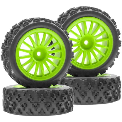 4Pack Vgoohobby OD2.83in 1/10 On Road Rubber Tires w/Nylon Wheel Rims 12mm Hex Compatible with HSP HPI Redcat Tamiya Traxxas 1/10 RC On Road Racing Touring Car (Green) - color: Green